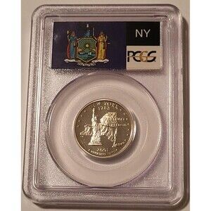 2001 S Clad New York State Quarter Proof PR70 DCAM PCGS Flag Label